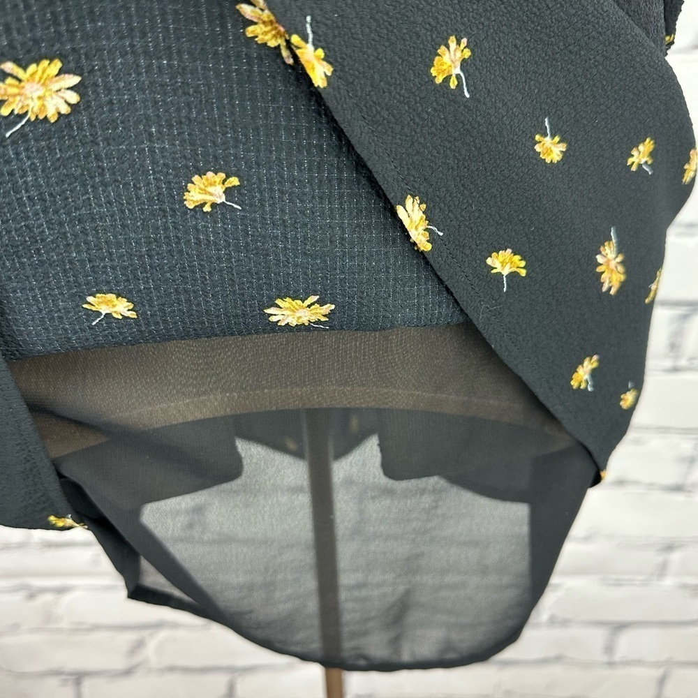 Madewell Tie-Waist Mini Dress in French Daisies Black Womens XS Floral Prairie - Picture 8 of 14